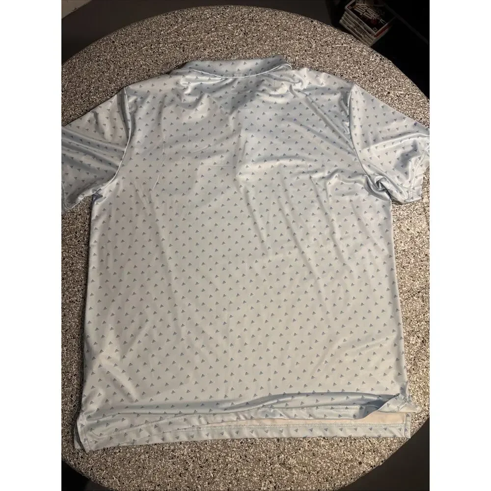 ADIDAS Mens Size XL 2X Athletic Golf Polo Shirt Adidas Logo Pattern Light Blue